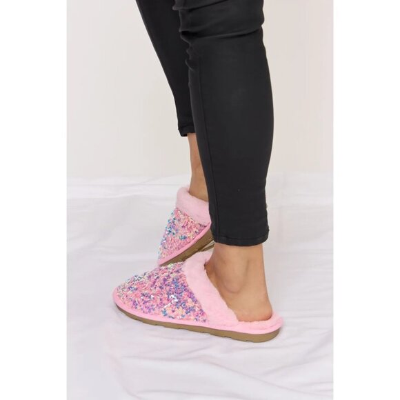 Forever Link Sequin Plush Round Toe Slippers - Picture 7 of 7